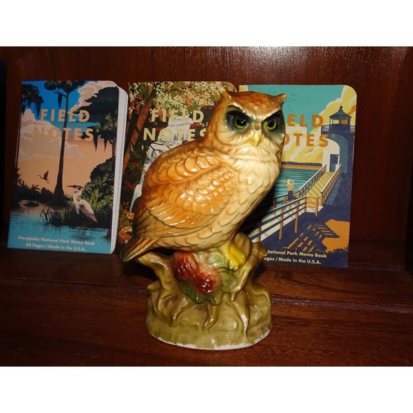 Vintage Ceramic Great Horned Owl Figurine 1960s collectible kitsch retro - Picture 1 of 12